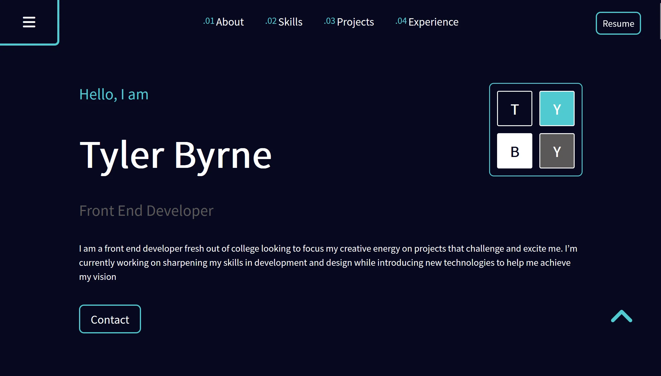 Tyler Byrne portfolio website